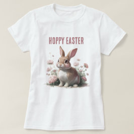Schattigee grillige Paaspastel Bunny Floral T-shirt