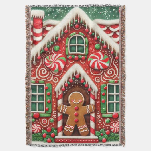 Schattigee, grillige peperkoek man & huis deken (Voorkant Verticaal)