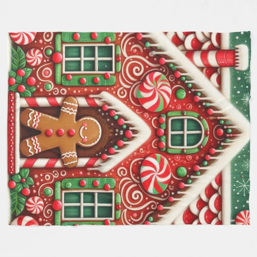 Schattigee, grillige peperkoek man & huis fleece deken (Voorkant (Horizontaal))