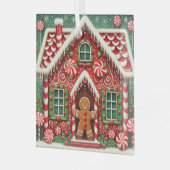 Schattigee, grillige peperkoek man & huis glas ornament (Voorkant links)