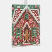 Schattigee, grillige peperkoek man & huis glas ornament (Voorkant Rechts)