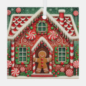 Schattigee, grillige peperkoek man & huis glas ornament (Achterkant)