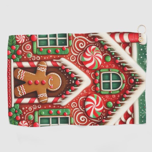 Schattigee, grillige peperkoek man & huis golfhanddoek (Horizontaal)