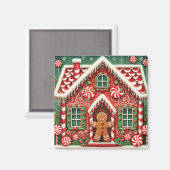 Schattigee, grillige peperkoek man & huis magneet (Voorkant / Achterkant)