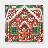 Schattigee, grillige peperkoek man & huis magneet (Voorkant)