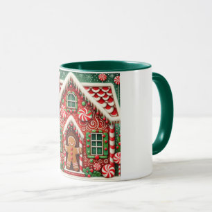 Schattigee, grillige peperkoek man & huis mok