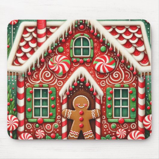 Schattigee, grillige peperkoek man & huis muismat (Voorkant)