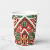 Schattigee, grillige peperkoek man & huis papieren bekers (Voorkant)