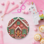 Schattigee, grillige peperkoek man & huis papieren bordje (Feest)