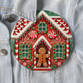 Schattigee, grillige peperkoek man & huis ronde button 6,0 cm (In situ)