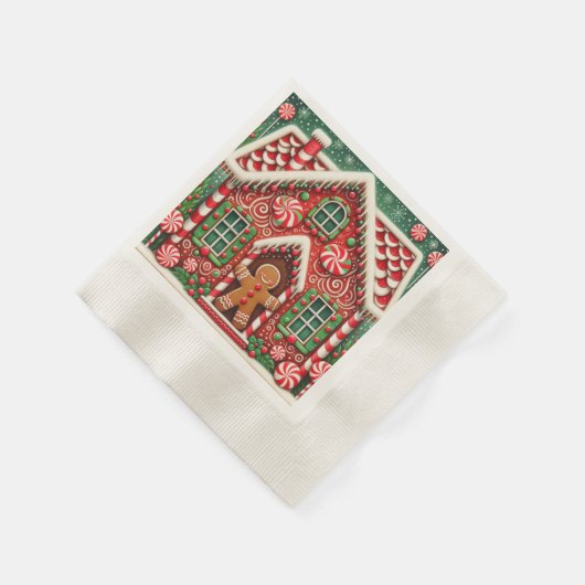 Schattigee, grillige peperkoek man & huis servet (Hoek)