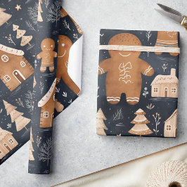 Schattigee grillige peperkoek mannen kerst cadeaupapier