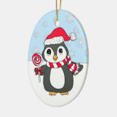Schattigee grillige pinguïn met Lollipop gepersona Keramisch Ornament (Links)