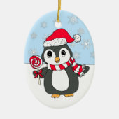 Schattigee grillige pinguïn met Lollipop gepersona Keramisch Ornament (Voorkant)