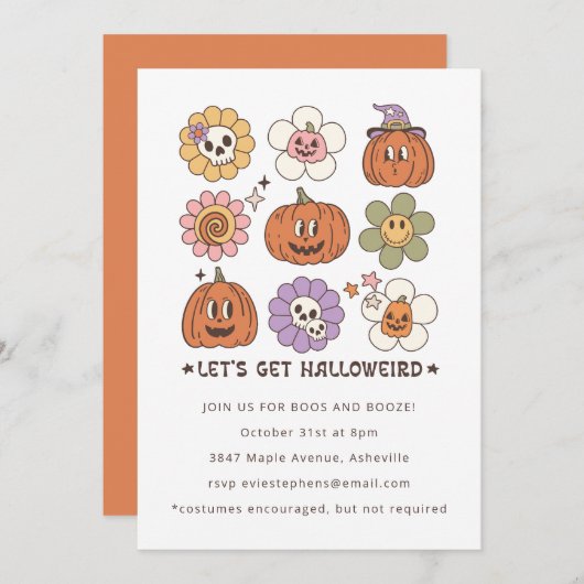 Schattigee grillige retro pompoen gezicht Hallowee Kaart (Voorkant / Achterkant)