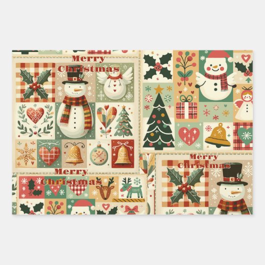 Schattigee grillige retro Waterverf kerst Inpakpapier Vel (Voorkant 3)