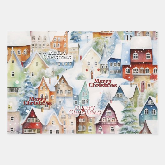 Schattigee grillige retro Waterverf kerst Inpakpapier Vel (Voorkant 2)