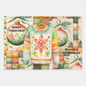 Schattigee grillige retro Waterverf kerst Inpakpapier Vel (Voorkant)