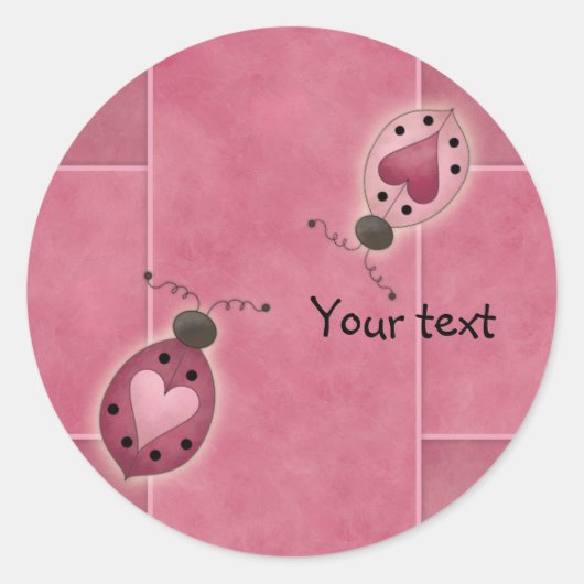Schattigee grillige roze hart bugs ronde sticker (Voorkant)