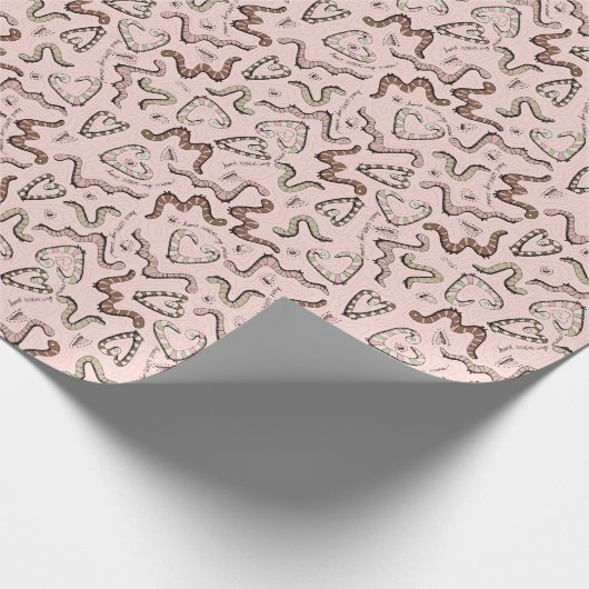 Schattigee & grillige roze hart worm-ing wensen Ba Cadeaupapier (Hoek)