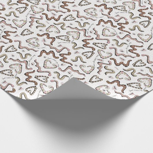 Schattigee & grillige roze hart worm-ing wensen Ba Cadeaupapier (Hoek)