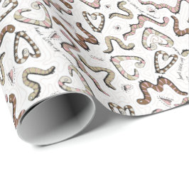 Schattigee & grillige roze hart worm-ing wensen Ba Cadeaupapier