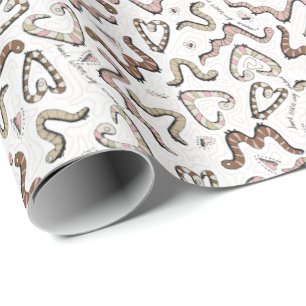 Schattigee & grillige roze hart worm-ing wensen Ba Cadeaupapier