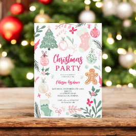 Schattigee grillige roze kerstfeest illustraties kaart