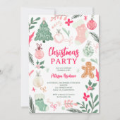 Schattigee grillige roze kerstfeest illustraties kaart (Voorkant)