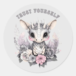 Schattigee grillige roze "Trust Yourself" Little D Ronde Sticker