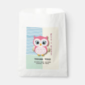 Schattigee grillige roze uil Baby shower Bedankzakje (Voorkant)