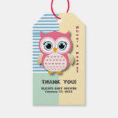 Schattigee grillige roze uil Baby shower Cadeaulabel (Voorkant)