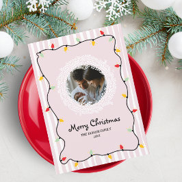 Schattigee grillige roze vrolijke kerstfoto kaart