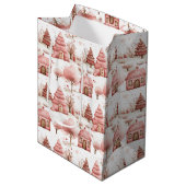 Schattigee grillige roze winter wonderland kerst medium cadeauzakje (Voorkant Gekanteld)