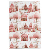 Schattigee grillige roze winter wonderland kerst medium cadeauzakje (Achterkant)