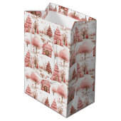 Schattigee grillige roze winter wonderland kerst medium cadeauzakje (Achterkant Gekanteld)