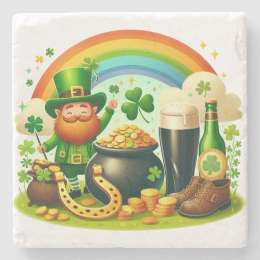 Schattigee, grillige Saint Patrick's Day Stenen Onderzetter (Voorkant)