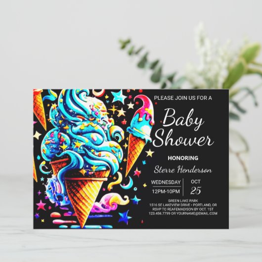 Schattigee grillige schep ijsje jongen Baby shower Kaart (Staand voorkant)