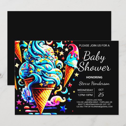 Schattigee grillige schep ijsje jongen Baby shower Kaart (Voorkant / Achterkant)