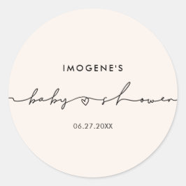 Schattigee grillige script Baby shower envelope se Ronde Sticker