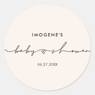 Schattigee grillige script Baby shower envelope se Ronde Sticker