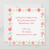 Schattigee grillige sneeuwman in de buitenwijken k (Achterkant)