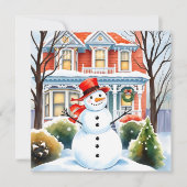 Schattigee grillige sneeuwman in de buitenwijken k (Voorkant)