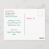 Schattigee grillige sneeuwman in de buitenwijken k briefkaart (Achterkant)