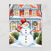 Schattigee grillige sneeuwman in de buitenwijken k briefkaart (Voorkant)