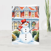 Schattigee grillige sneeuwman in de buitenwijken k kaart (Voorkant)
