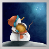 Schattigee grillige sneeuwpop paar winter poster (Voorkant)