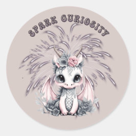 Schattigee grillige "Spark Curiosity" Little Drago Ronde Sticker