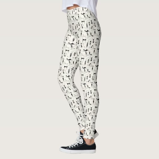 Schattigee grillige speelse slinky zwarte katten leggings (Links)