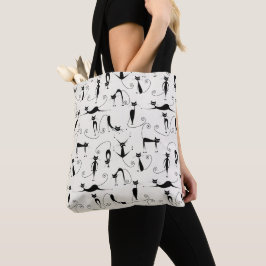 Schattigee grillige speelse slinky zwarte katten tote bag